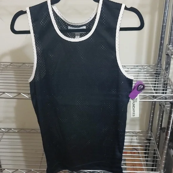 No Boundaries Black Tank Top with White Edging - Picture 1 of 5